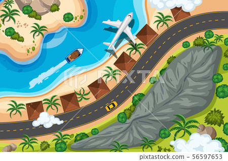 Set of aerial view scenes Set of aerial view scenes 56597653