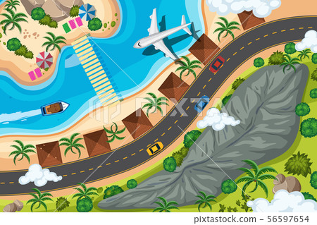 Set of aerial view scenes Set of aerial view scenes 56597654
