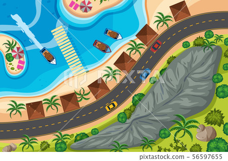 Set of aerial view scenes 56597655