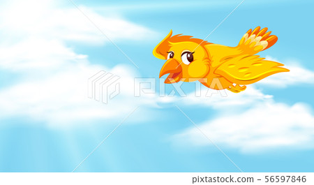 Background scene with blue sky and yellow bird Background scene with blue sky and yellow bird 56597846