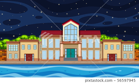 Building infront of lake scene Building infront of lake scene 56597945