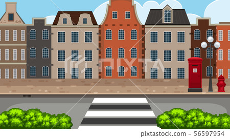 Street scene in town 56597954