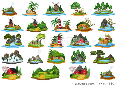 Set of isolated objects theme - landforms Set of isolated objects theme - landforms 56598119