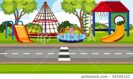 An outdoor scene with playground An outdoor scene with playground 56598182
