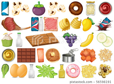 Set of isolated objects theme - food and desserts Set of isolated objects theme - food and desserts 56598191