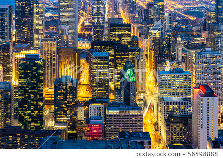 Aerial view of Chicago Skylines South Aerial view of Chicago Skylines South 56598888