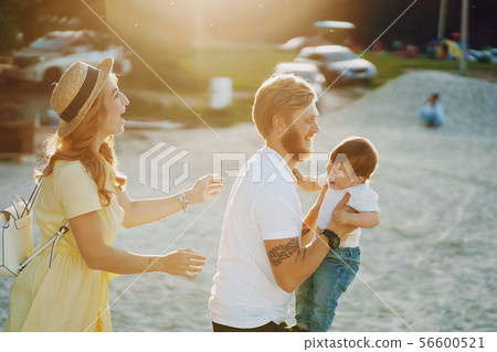 family on a beach 56600521