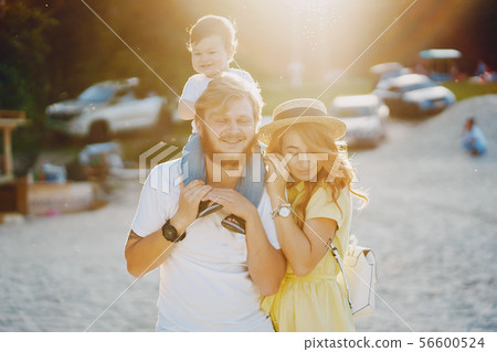 family on a beach 56600524