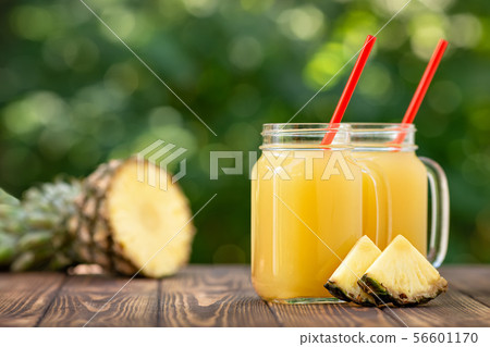 pineapple juice in mason jars 56601170