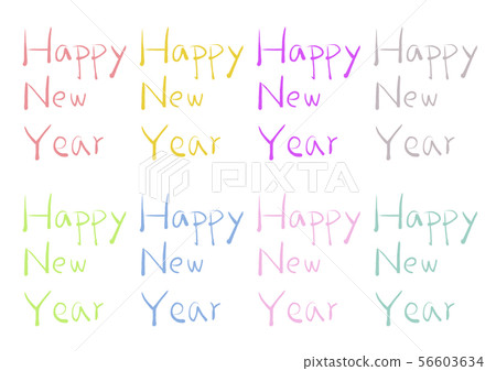 HAPPY-NEW-YEAR with delicate and cute colors HAPPY-NEW-YEAR with delicate and cute colors 56603634
