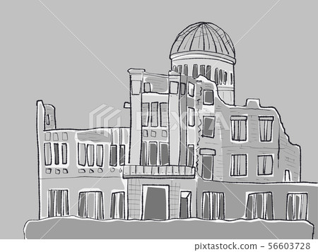 Atomic Bomb Dome Monochrome - Stock Illustration [56603728] - PIXTA