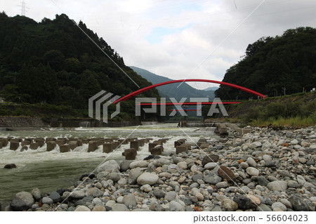 Kurobe River and Aimoto Bridge after the rain Kurobe River and Aimoto Bridge after the rain 56604023