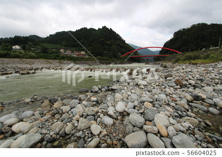 Kurobe River and Aimoto Bridge after the rain Kurobe River and Aimoto Bridge after the rain 56604025