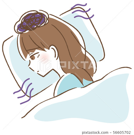 Illustration of a woman who cannot sleep well Illustration of a woman who cannot sleep well 56605702