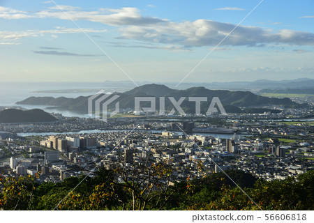Tokushima City, looking south from Meishan Park Observatory Tokushima City, looking south from Meishan Park Observatory 56606818