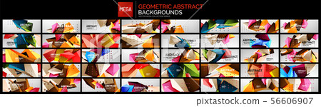 Mega set of 3d triangle low poly design abstract backgrounds. Colorful polygonal concepts, bright 56606907