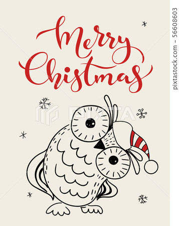 Download Christmas Greeting Poster With Cartoon Owl And Stock Illustration 56608603 Pixta 3D SVG Files Ideas | SVG, Paper Crafts, SVG File