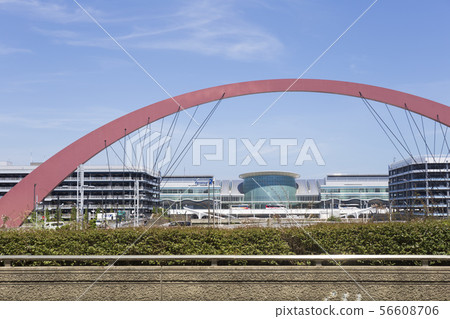 Haneda Airport Terminal 2 building seen through Haneda Sky Arch 56608706