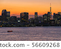 Sunset, Tokyo Tower, city, harbor, sea, boat, photo, image 1 56609268