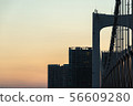 Night view, sunset, bridge, city, bridge, photo, image material 4 56609280