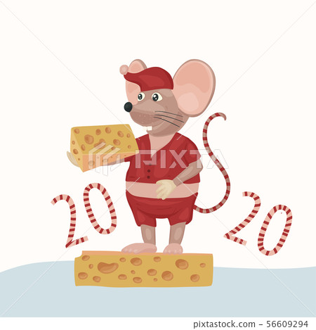 Christmas vector mouse. Cartoon illustration. Christmas vector mouse. Cartoon illustration. 56609294