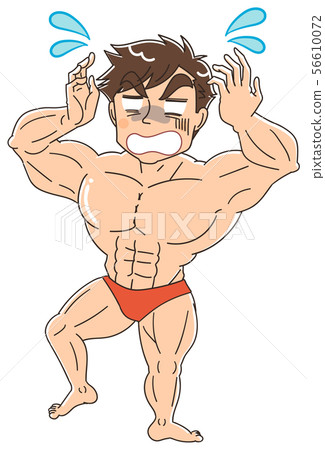 hand drawn cartoon anime muscle macho illustration Stock Illustration