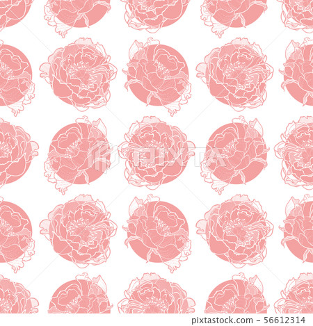 Peony flower seamless pattern Vector hand drawn - Stock Illustration ...