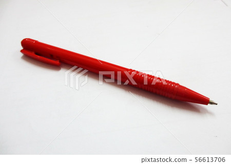 Red handle ballpoint pen made of plastic 56613706