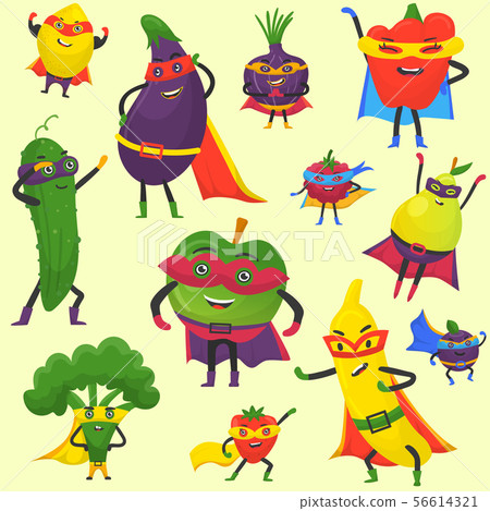 Superhero fruit and vegetables vector pattern.... - Stock Illustration ...