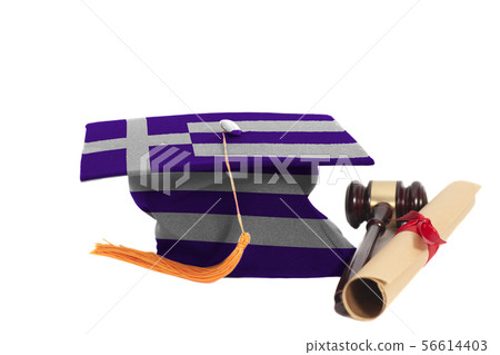 Graduation Hat with Flag of Greece with Diploma Graduation Hat with Flag of Greece with Diploma 56614403