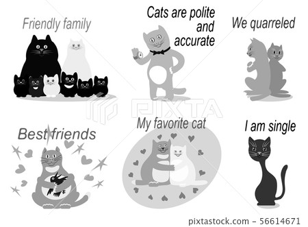 Illustration of a cute cat being a pet. 56614671