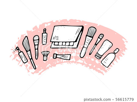 Set of cosmetic items. Collection of beauty tools. Set of cosmetic items. Collection of beauty tools. 56615779