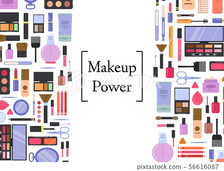 Vector flat style makeup and skincare background 56616087