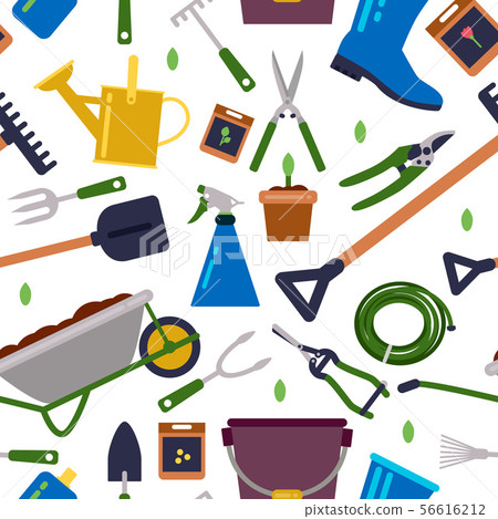 Different tools for gardening. Vector seamless pattern Different tools for gardening. Vector seamless pattern 56616212