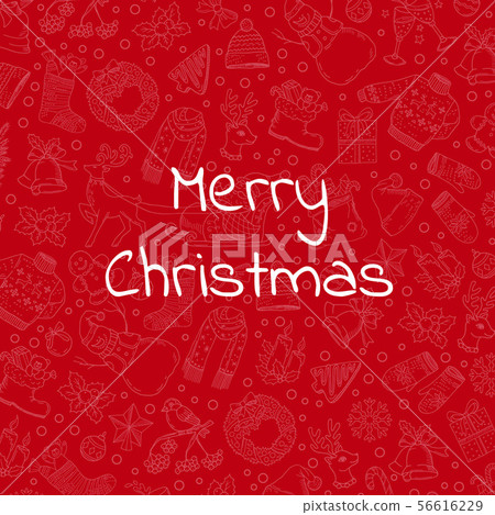 Vector hand drawn christmas red background illustration with place for text Vector hand drawn christmas red background illustration with place for text 56616229