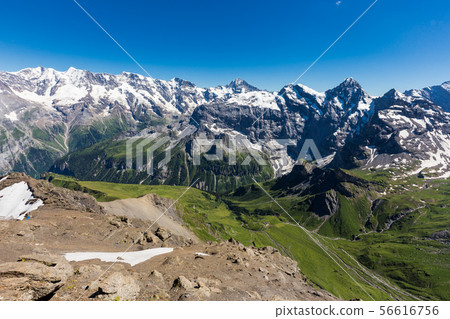Swiss Alps mountain range from top of schilthorn Swiss Alps mountain range from top of schilthorn 56616756