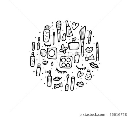 Set of cosmetic items. Collection of beauty tools. Set of cosmetic items. Collection of beauty tools. 56616758