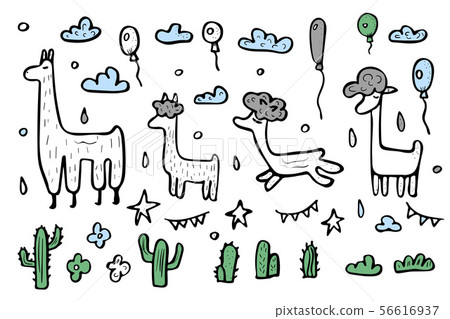 Lama concept. Vector composition in doodle style.  56616937