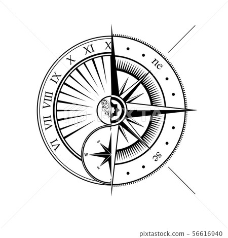Sundial and windrose half symbols 56616940