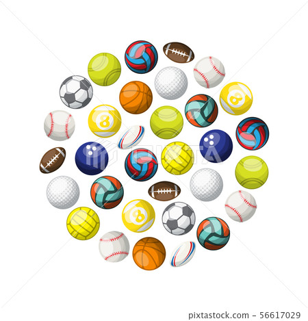 Color Sport Balls Circle Background Stock Illustration