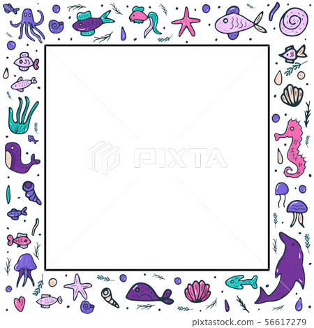 Mermaid and sea set. Vector illustration. Mermaid and sea set. Vector illustration. 56617279