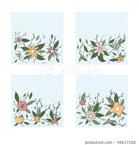 Flowers vector composition in doodle style.  56617280
