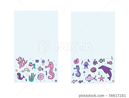 Mermaid and sea set. Vector illustration. Mermaid and sea set. Vector illustration. 56617281