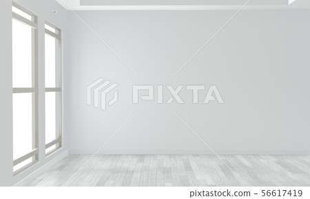 mock up empty room white wall on white wooden 56617419