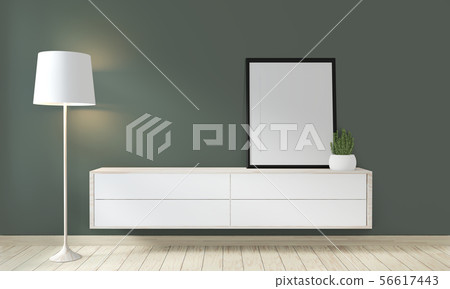Mock up poster cabinet wooden on green room living Mock up poster cabinet wooden on green room living 56617443
