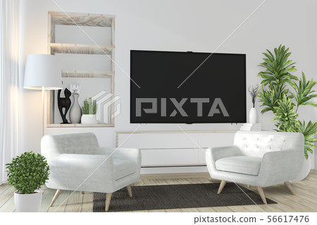 cabinet mock up and smart tv on wall with cabinet mock up and smart tv on wall with 56617476