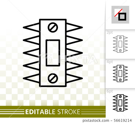 Microchip circuit simple black line vector icon Microchip circuit simple black line vector icon 56619214