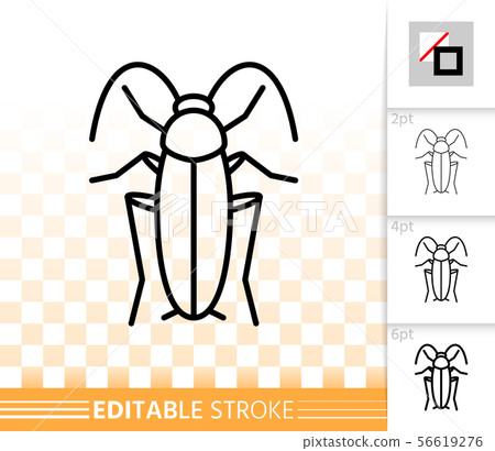 Cockroach danger bug simple black line vector icon 56619276