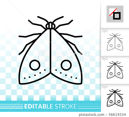 Moth simple black line butterfly vector icon 56619334