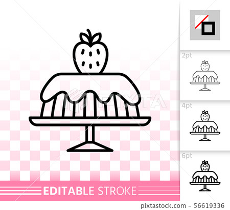 Strawberry Cake dessert simple line vector icon - Stock Illustration ...